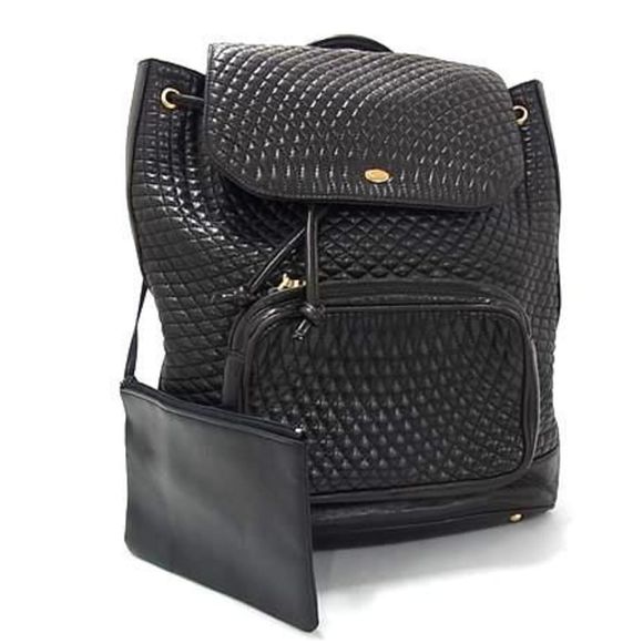 BALLY Women's Quilted Dark Brown Leather Backpack